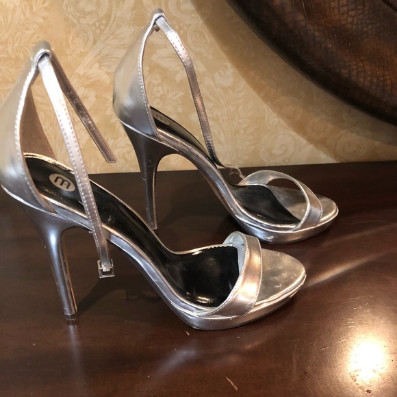Silver Metallic Stiletto Sandals - Picture 2 of 4
